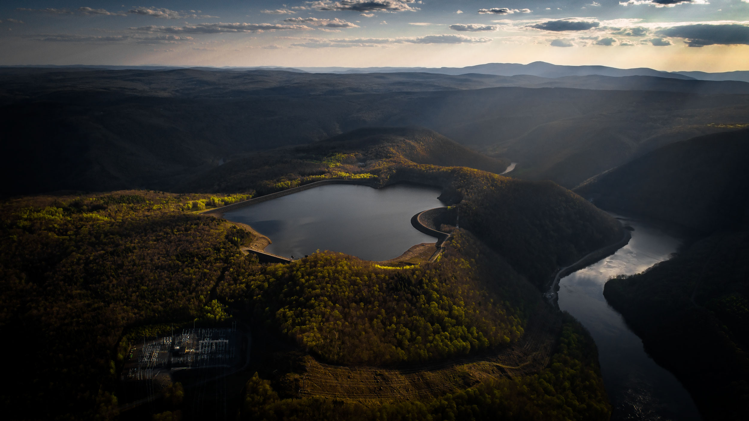 Aerial view of Bear Swamp Reservoir | Scott Gable industrial photographer