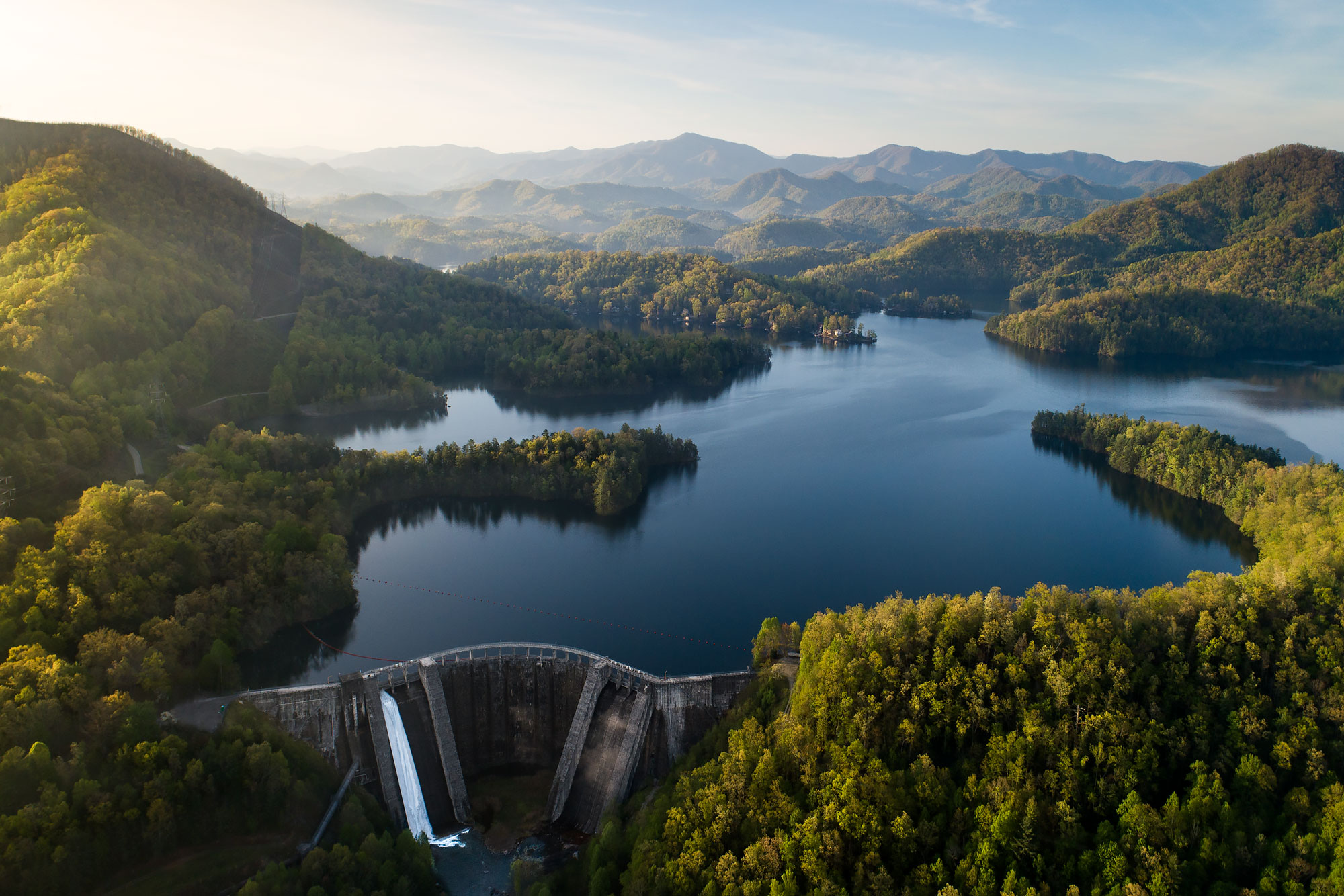 Aerial view of hydroelectric dam and reservoir |  Scott Gable industrial photographer