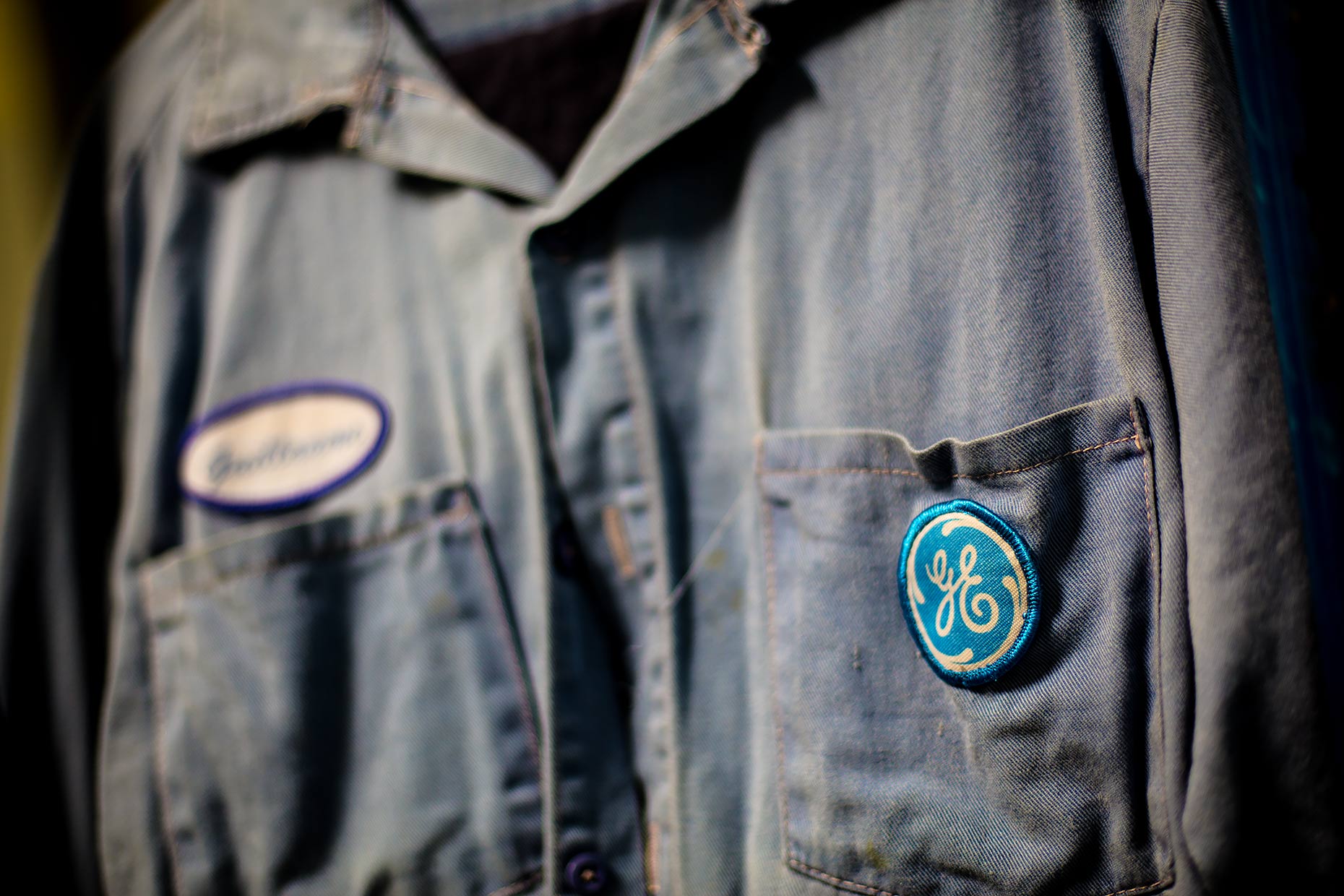 A GE uniform hangs on a hanger |  Scott Gable industrial photographer